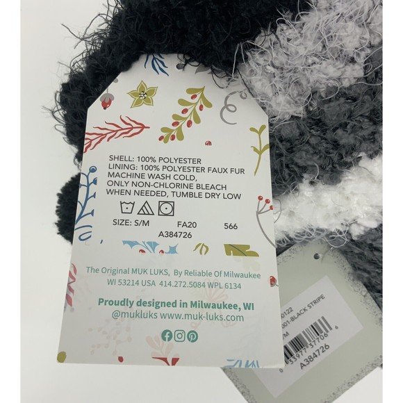 Muk Luks Womens Cabin Socks Shea Butter Non-Skid Bottom Black Gray Size S/M New - Picture 4 of 8